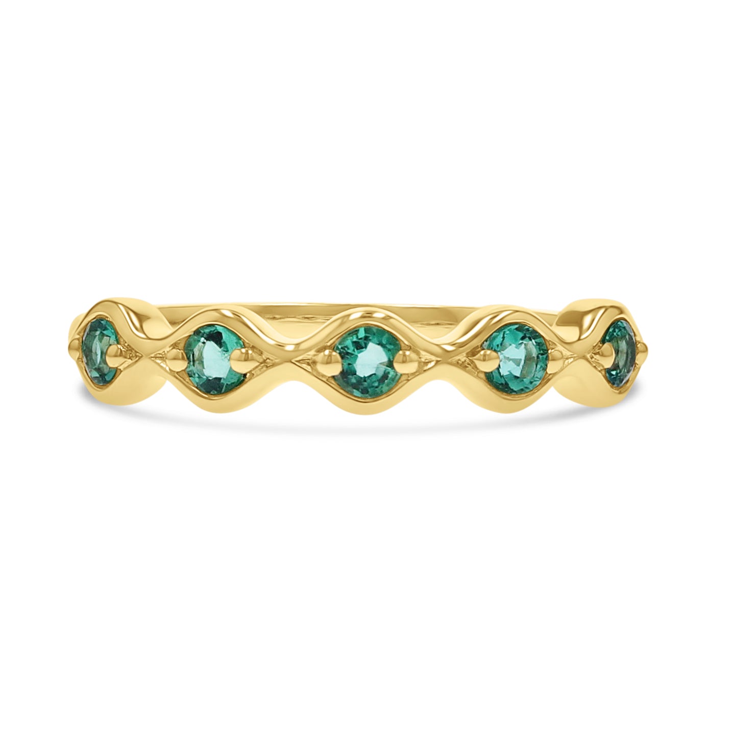 Emerald and Yellow Gold 5-Stone Band - Skeie's Jewelers