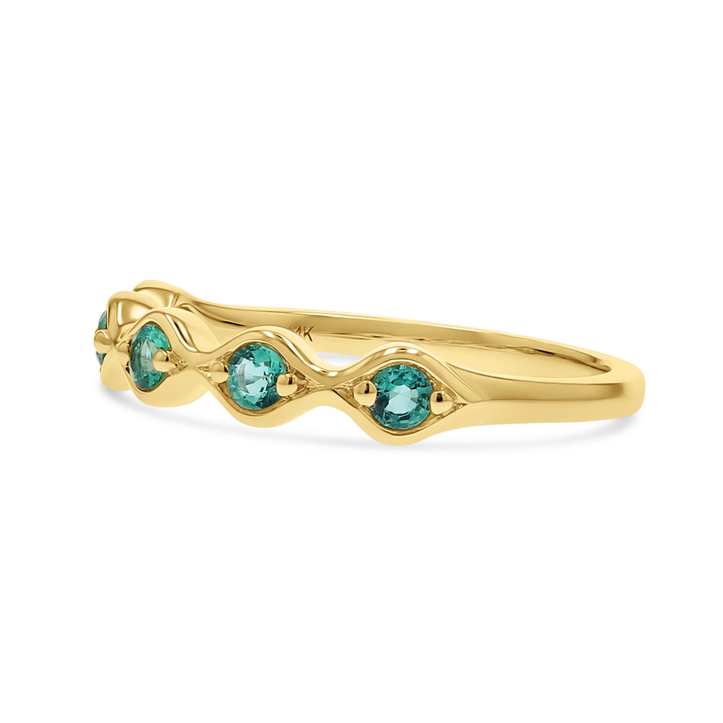 Emerald and Yellow Gold 5-Stone Band - Skeie's Jewelers