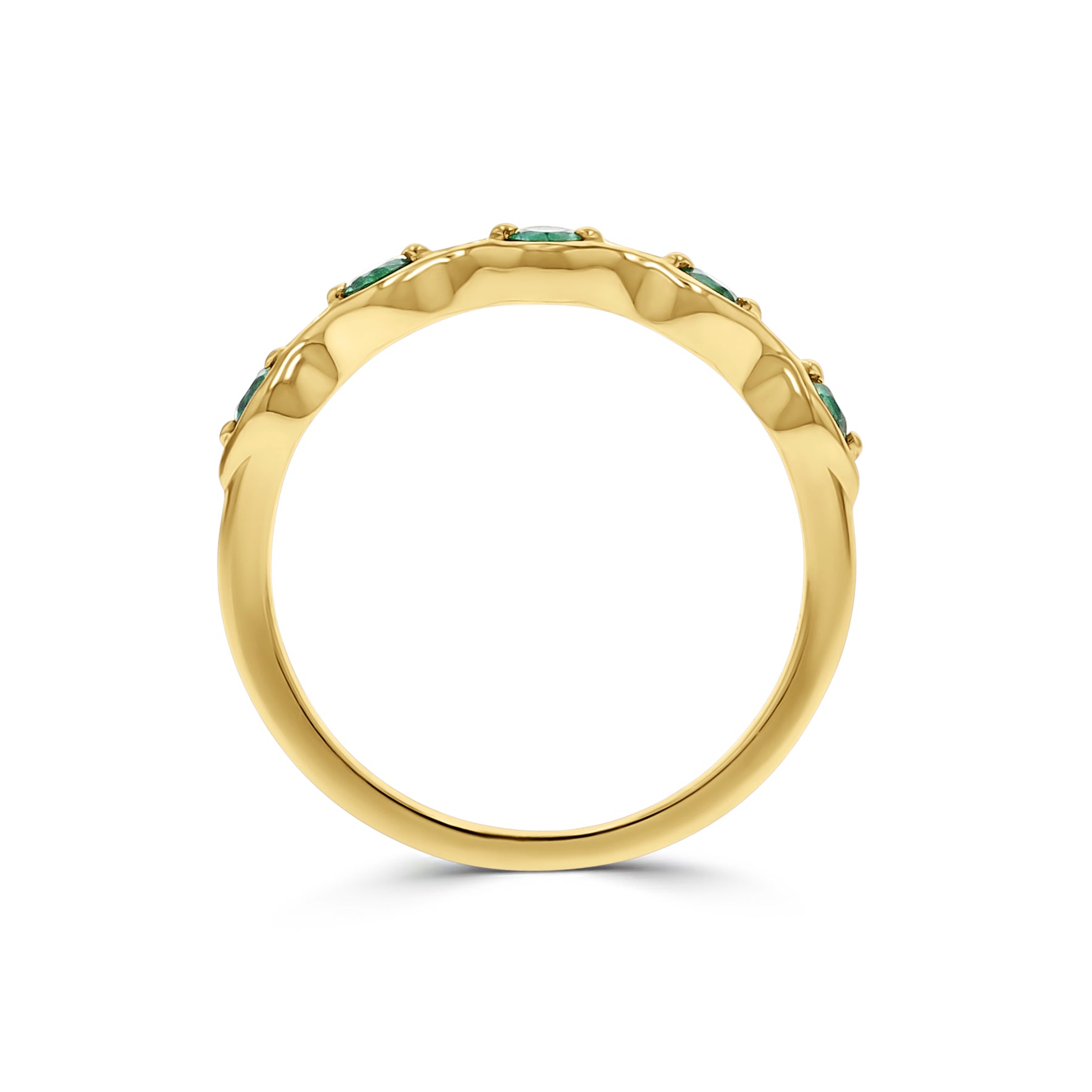 Emerald and Yellow Gold 5-Stone Band - Skeie's Jewelers