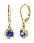 Blue Sapphire & Diamond Halo Dangle Earrings - Skeie's Jewelers