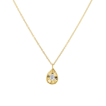 Sunburst Gold and Pear-Cut Diamond Necklace by Shy Creation