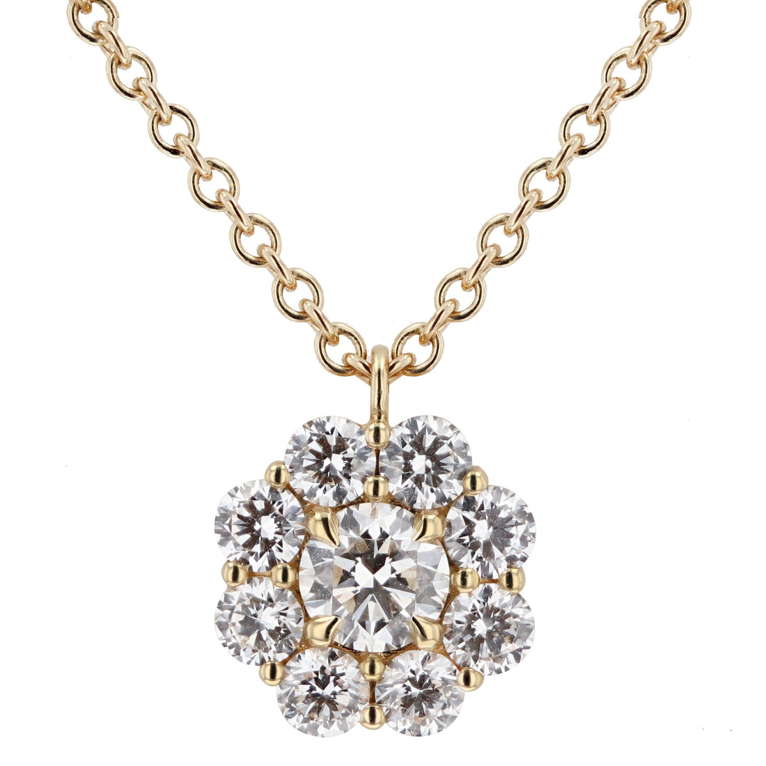 Skeie's Legacy Collection Diamond Cluster Pendant Necklace in Yellow Gold - Skeie's Jewelers