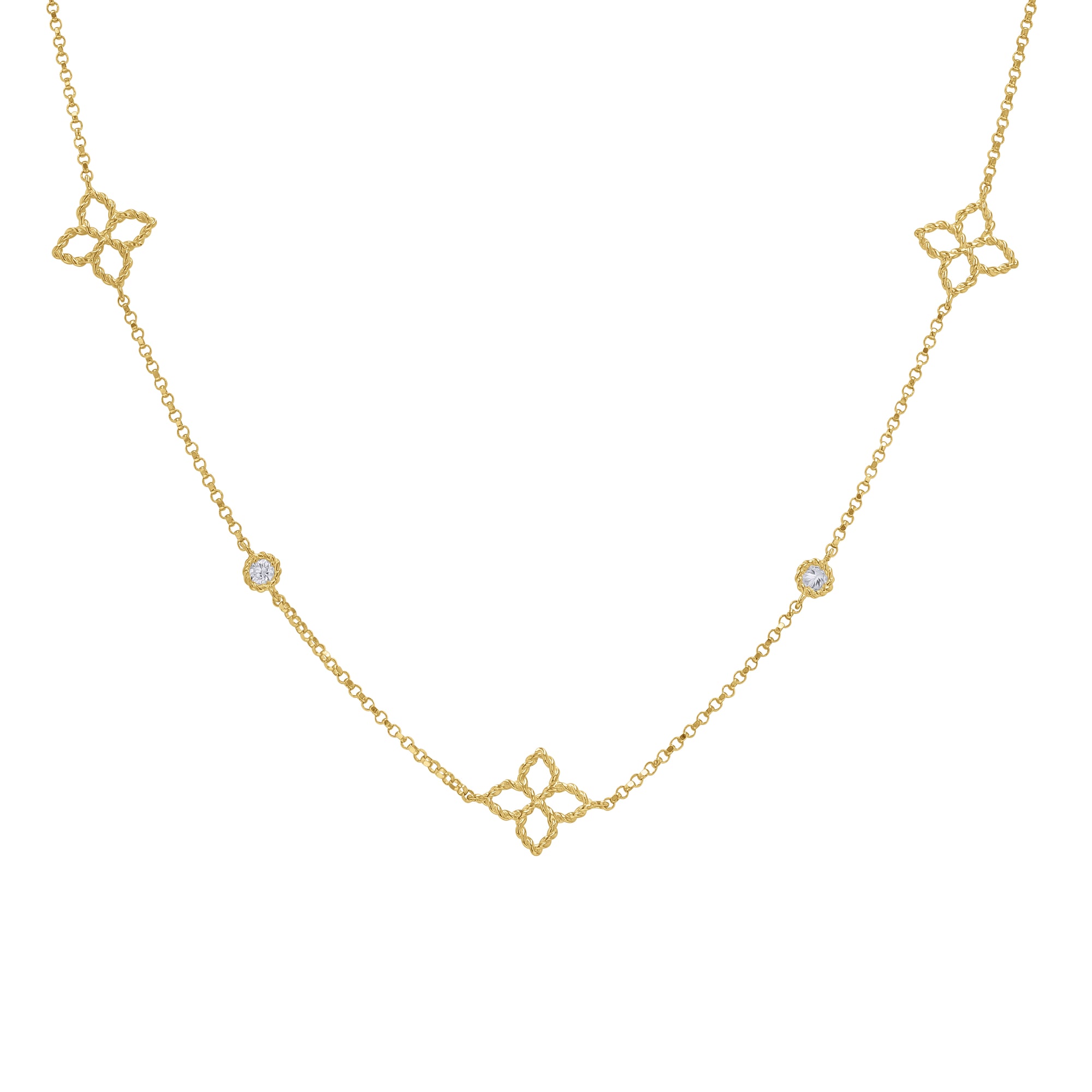 Roberto Coin Diamond Princepessa Motif Station Necklace - Skeie's Jewelers