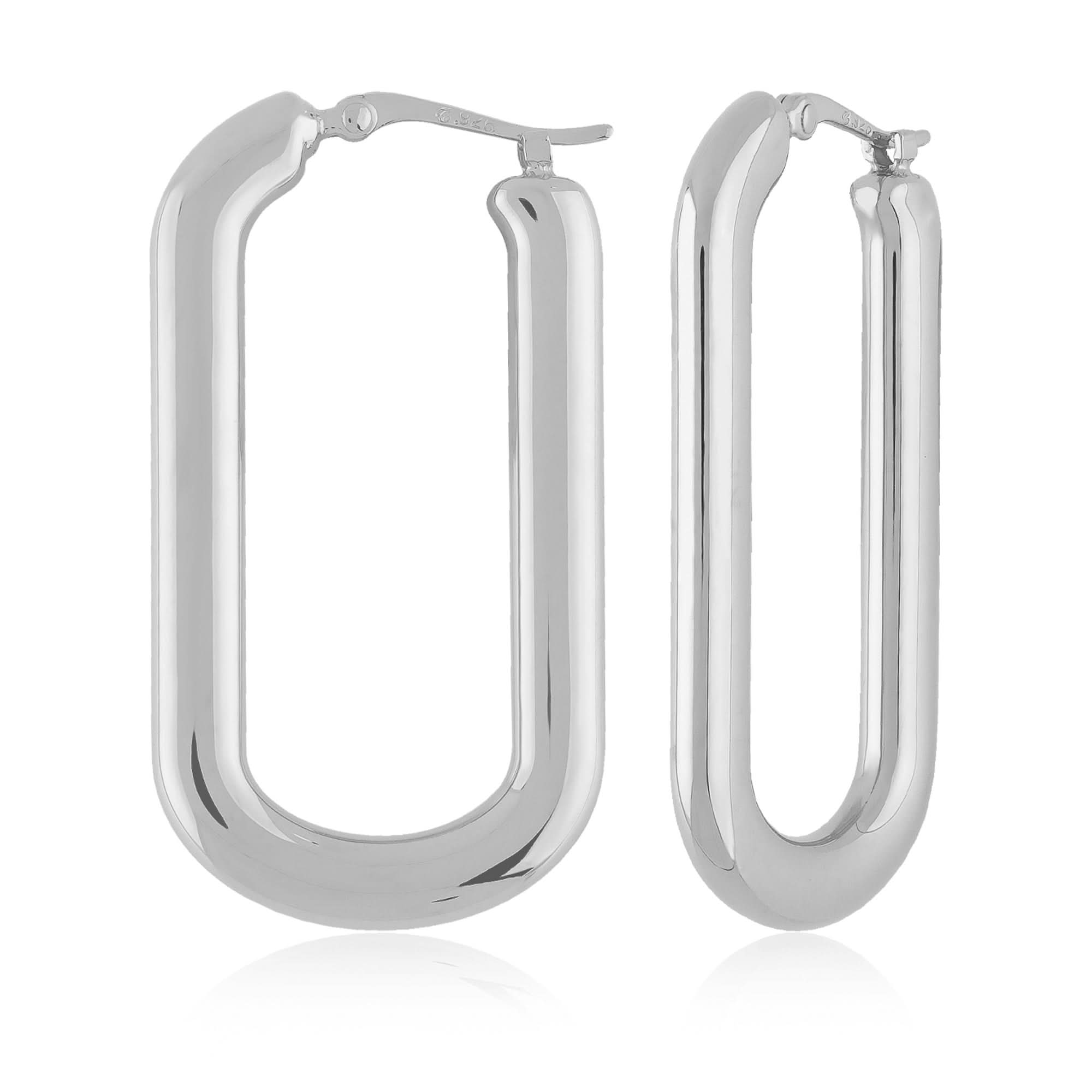 Flat-Edge Elongated Oval Hoops - Skeie's Jewelers