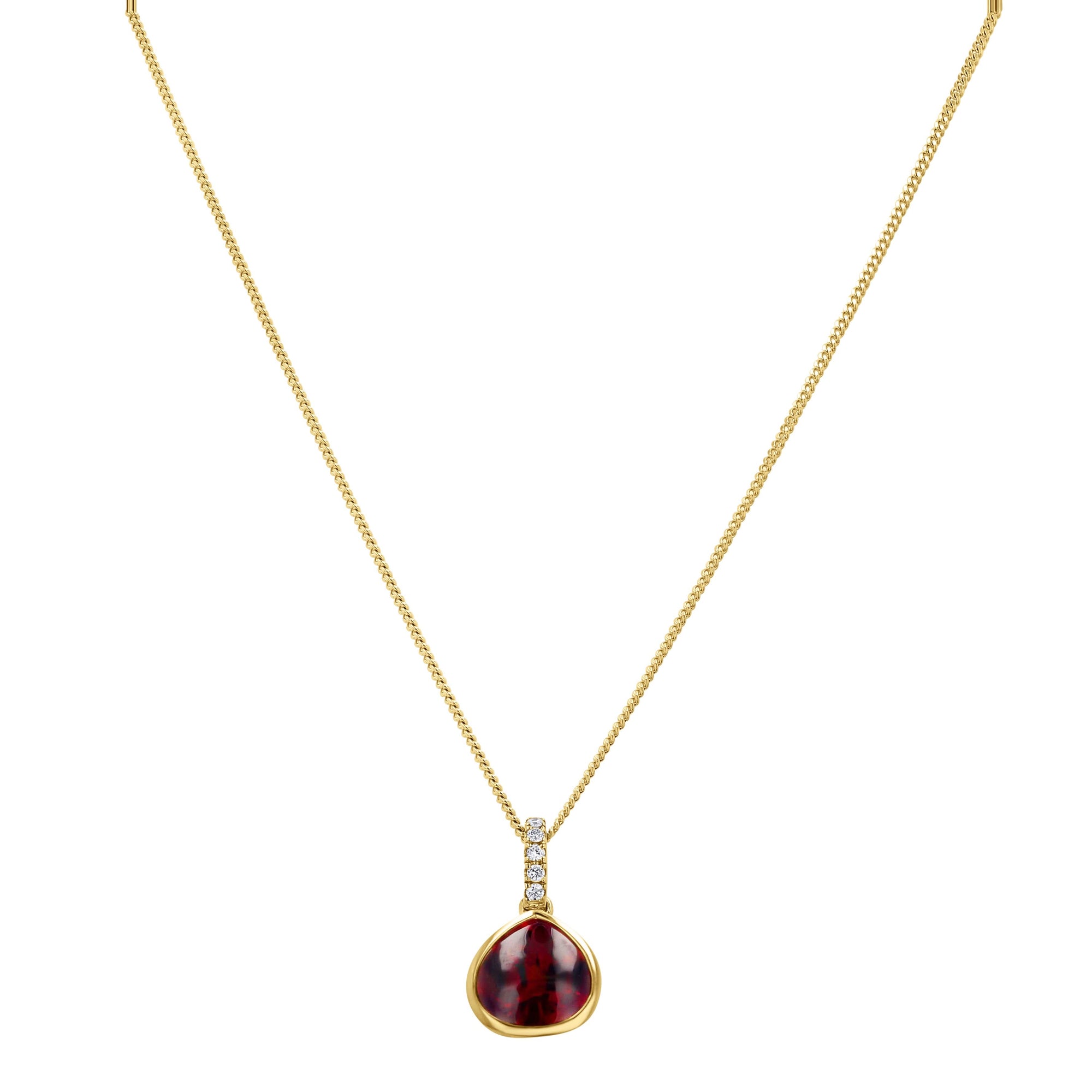 Pear-Cut Garnet Bezel-Set Pendant with Diamonds - Skeie's Jewelers