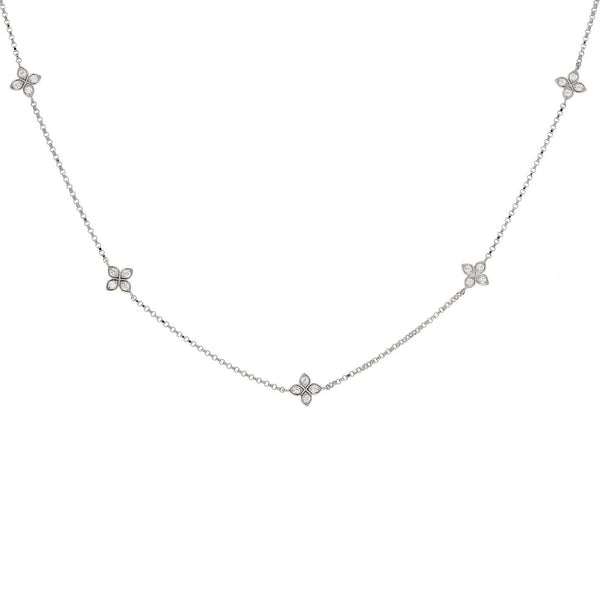 Roberto Coin Yellow Gold Diamond Flower 5-Station Necklace