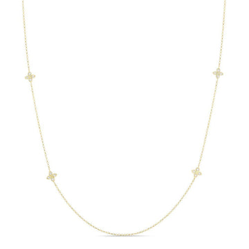 Yellow Gold Princess Flower Station Necklace by Roberto Coin - Skeie's Jewelers