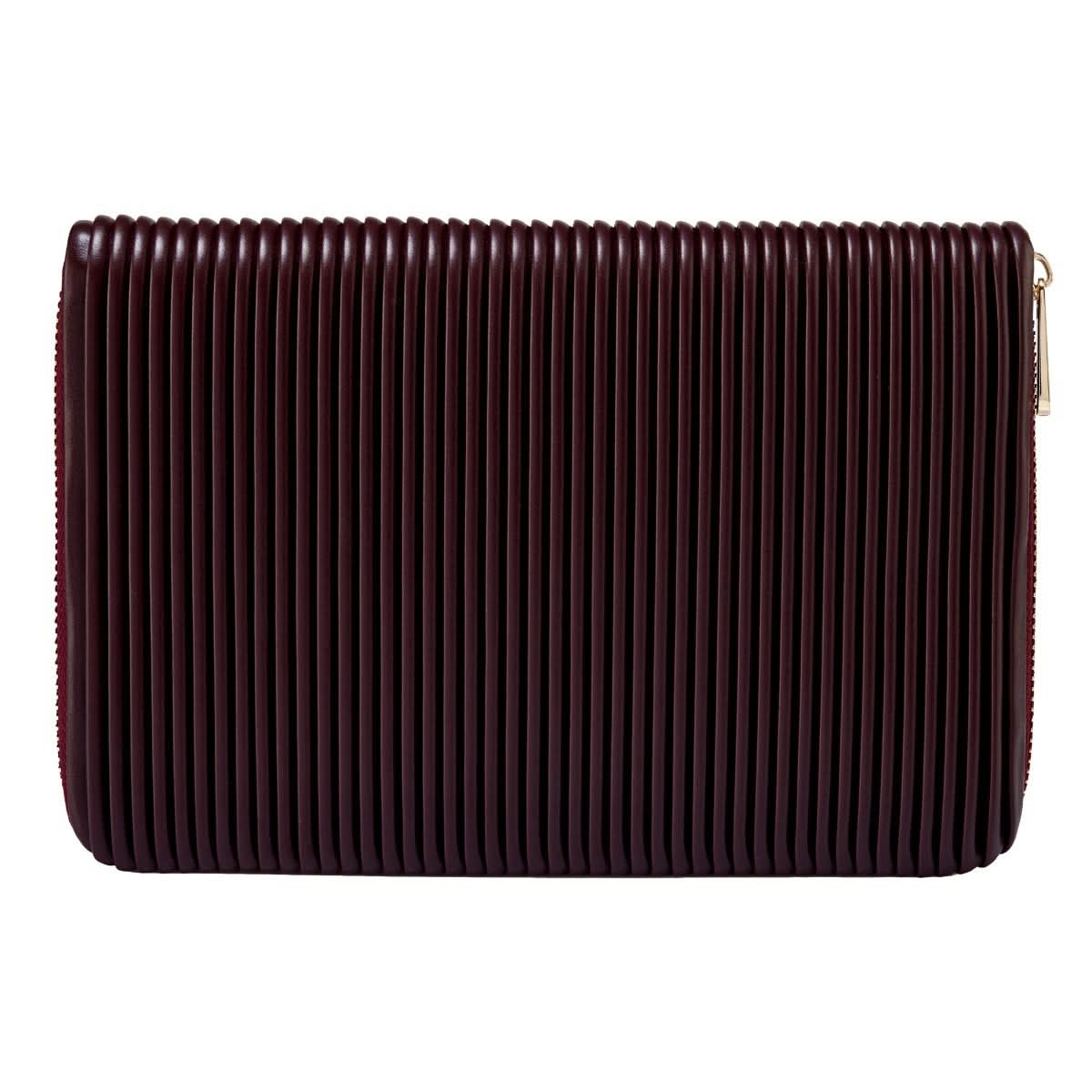 marron pleated clutch jewelery case on a white background