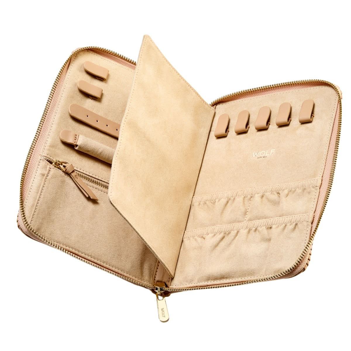 Beige travel case on a white background