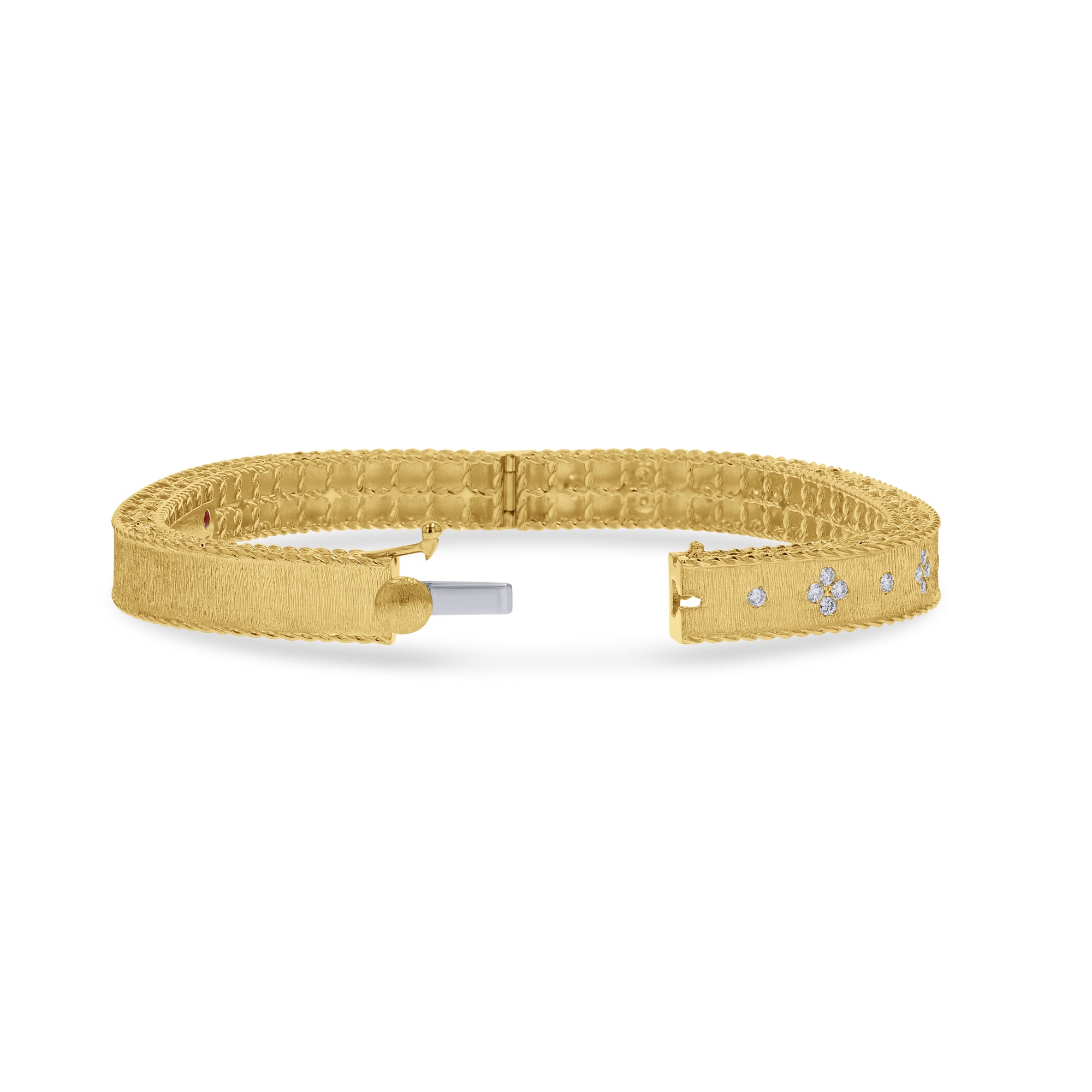 Yellow Gold Diamond-Set Princess Square-Edge Bangle - Skeie's Jewelers