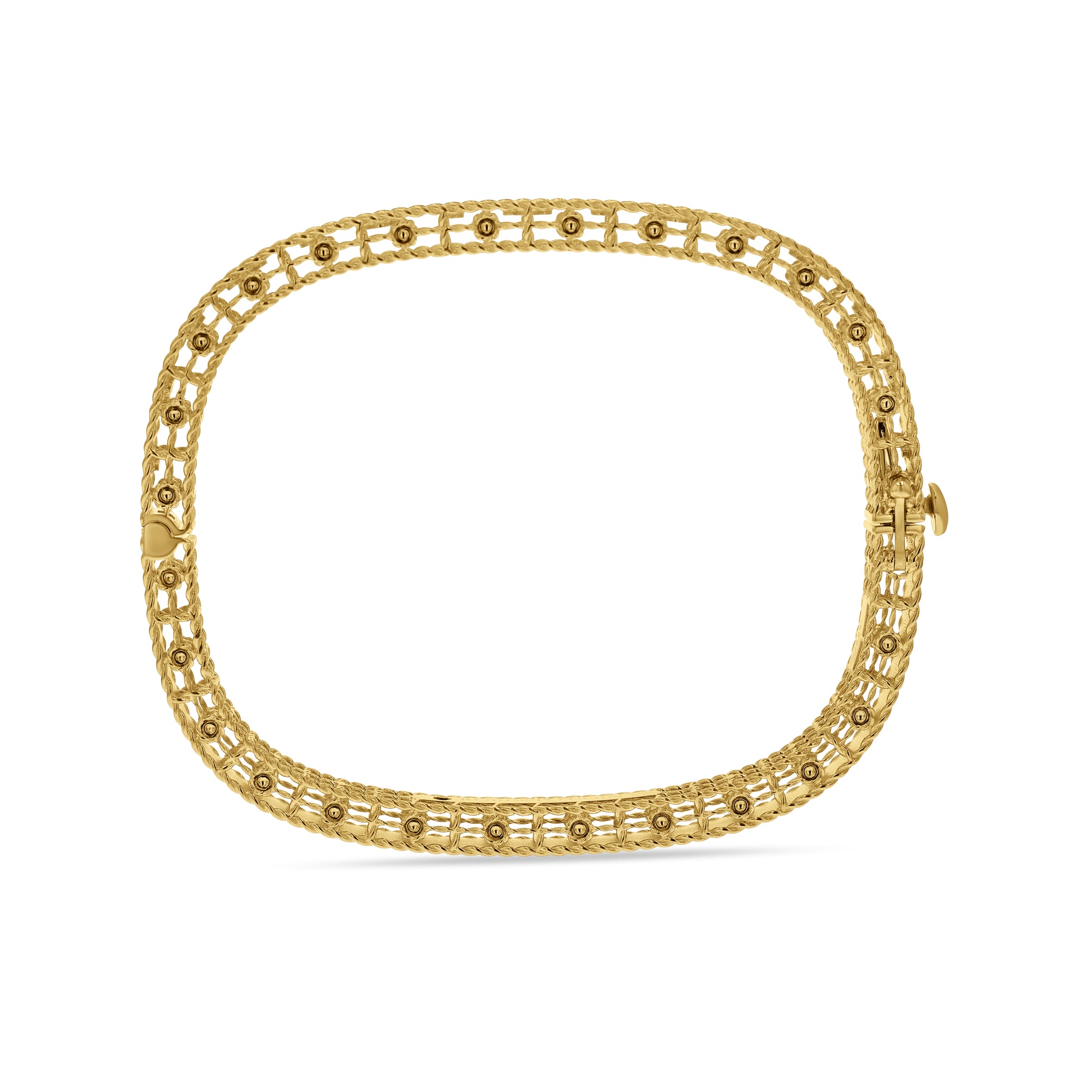 Yellow Gold Diamond-Set Princess Square-Edge Bangle - Skeie's Jewelers