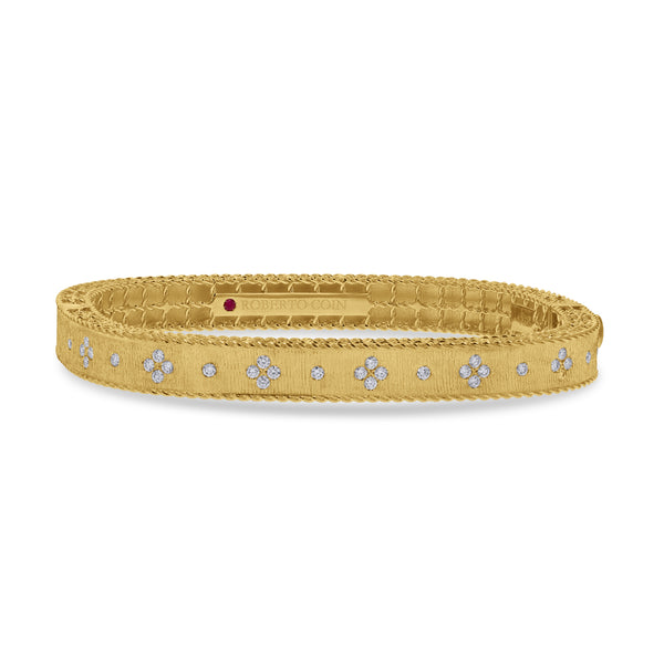 Yellow Gold Diamond-Set Princess Square-Edge Bangle