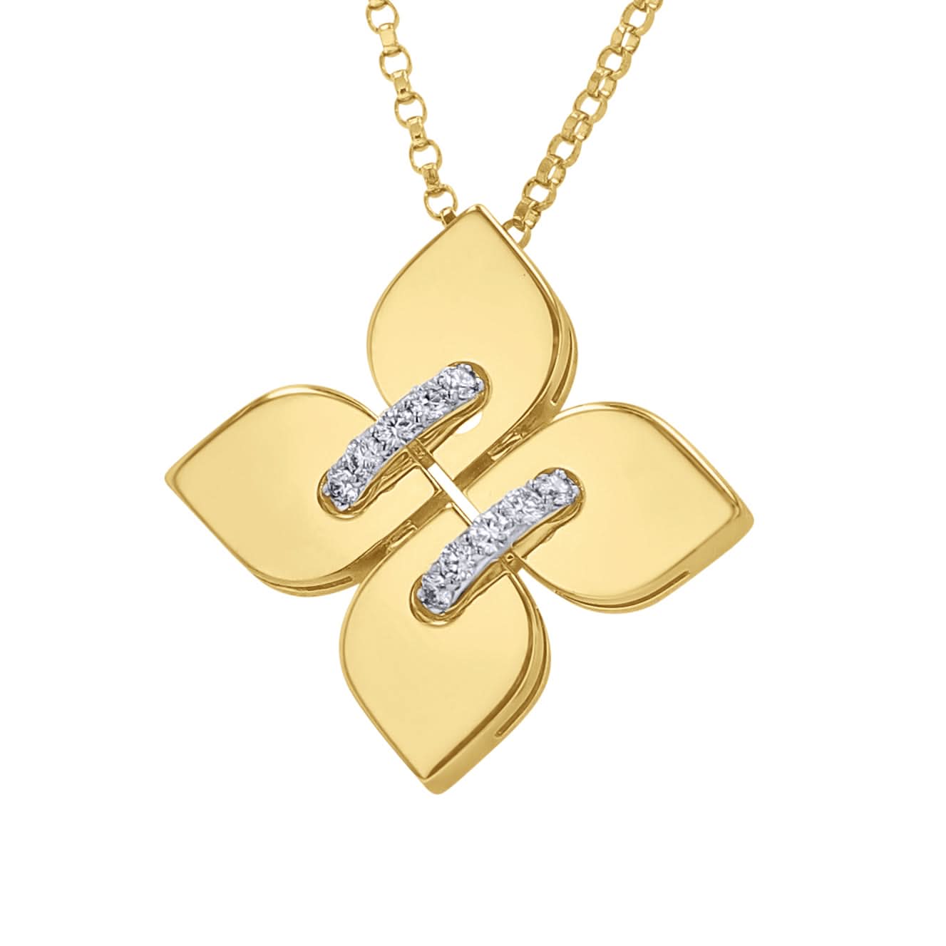 Roberto Coin 'Love in Verona' Gold Pave Accent Pendant Necklace - Skeie's Jewelers