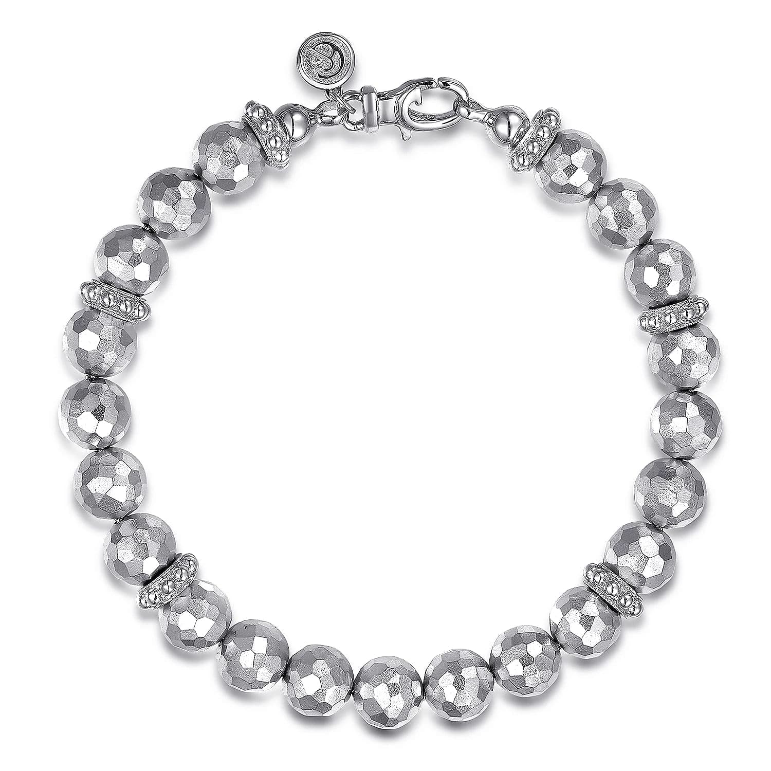 Gabriel & Co. 8mm Sterling Silver Faceted Bead Bracelet - Skeie's Jewelers