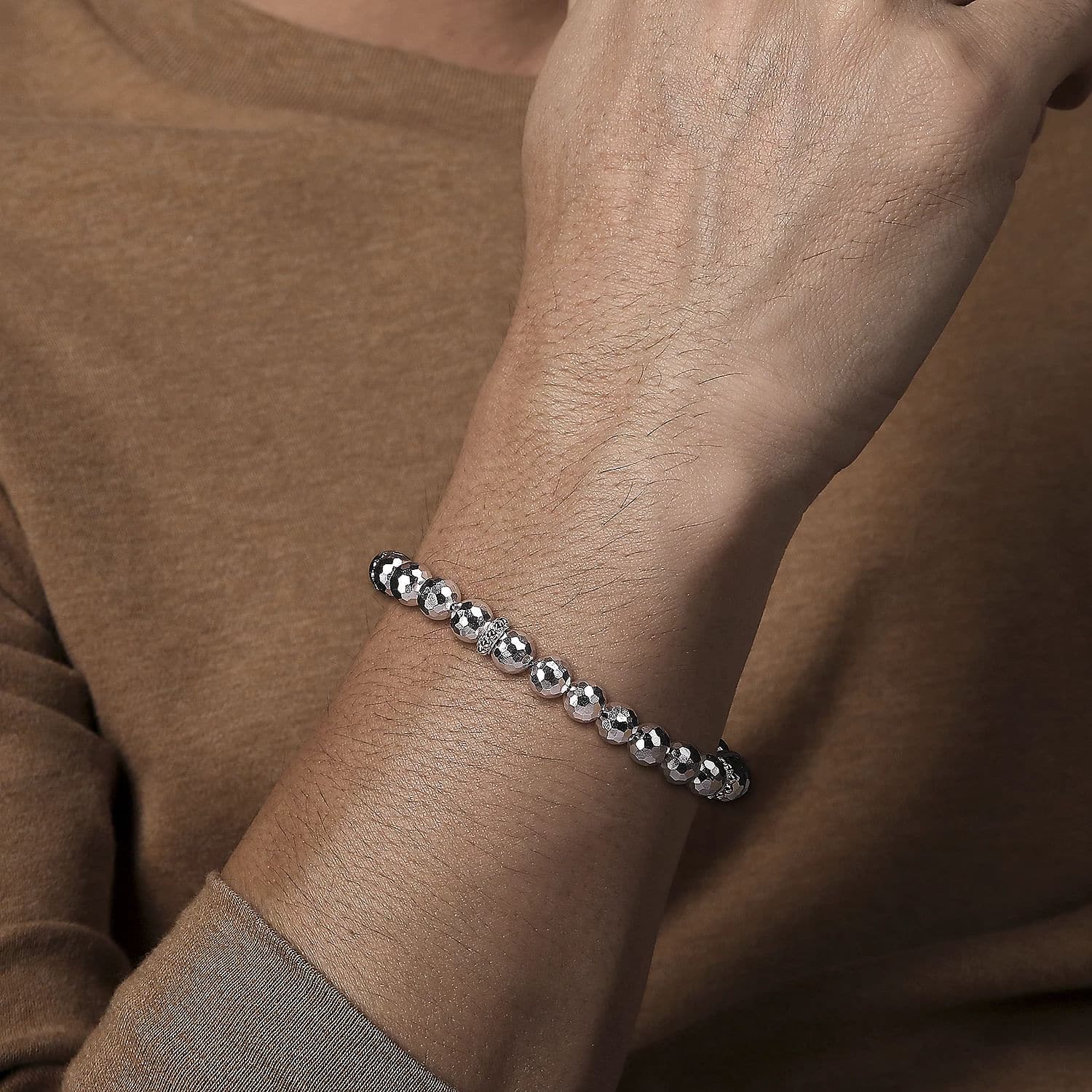 Gabriel & Co. 8mm Sterling Silver Faceted Bead Bracelet - Skeie's Jewelers