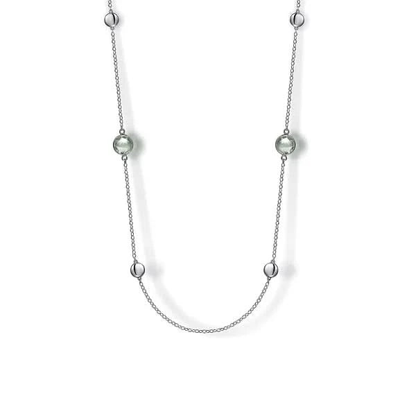 Gabriel & Co. Sterling Silver Bezel Green Amethyst and Round Hollow Silver Disk Station Necklace - Skeie's Jewelers