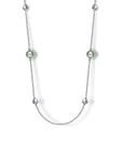 Gabriel & Co. Sterling Silver Bezel Green Amethyst and Round Hollow Silver Disk Station Necklace - Skeie's Jewelers