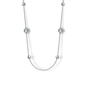 Gabriel & Co. Sterling Silver Bezel Green Amethyst and Round Hollow Silver Disk Station Necklace