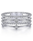 Gabriel & Co. 925 Sterling Silver Bezel Set Diamond Station Layered Ring - Skeie's Jewelers