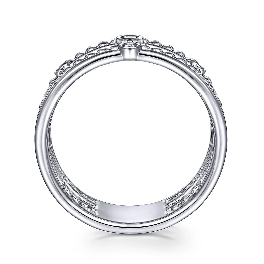 Gabriel & Co. 925 Sterling Silver Bezel Set Diamond Station Layered Ring - Skeie's Jewelers