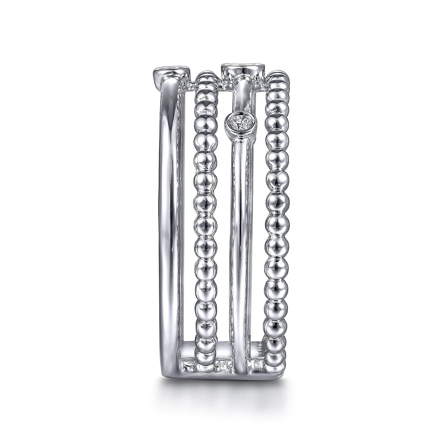 Gabriel & Co. 925 Sterling Silver Bezel Set Diamond Station Layered Ring - Skeie's Jewelers