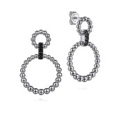 Gabriel & Co. 925 Sterling Silver Black Spinel Bujukan Link Drop Earrings - Skeie's Jewelers
