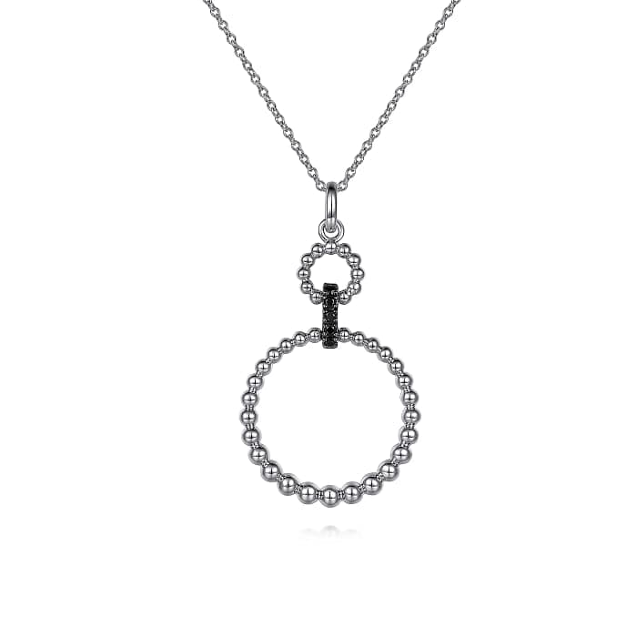 Gabriel & Co. 925 Sterling Silver Black Spinel Bujukan Link Drop Necklace - Skeie's Jewelers