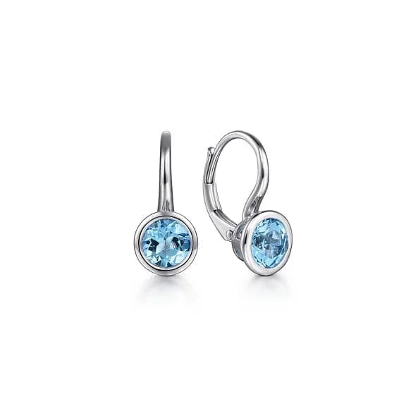 Gabriel & Co. London Blue Topaz Leverback Earrings - Skeie's Jewelers