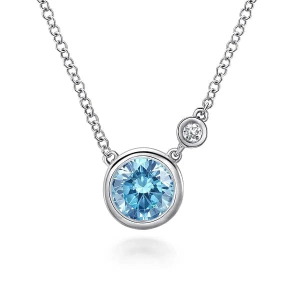 Gabriel & Co. London Blue Topaz & Diamond Pendant Necklace