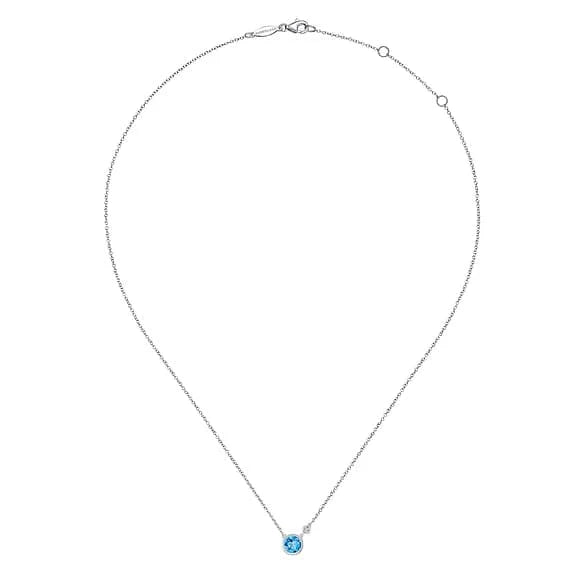 Gabriel & Co. London Blue Topaz & Diamond Pendant Necklace