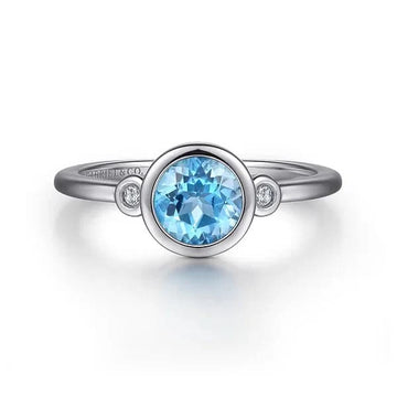 Gabriel & Co. Sterling Silver Blue Topaz and Diamond Ring