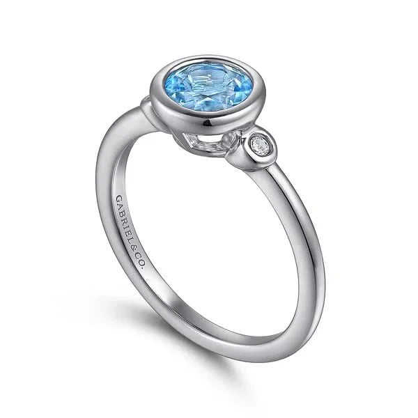 Gabriel & Co. Sterling Silver Blue Topaz and Diamond Ring