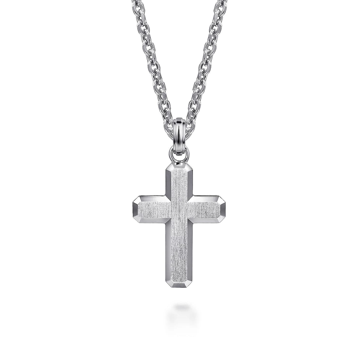 Gabriel & Co. 925 Sterling Silver Brushed Cross Pendant - Skeie's Jewelers