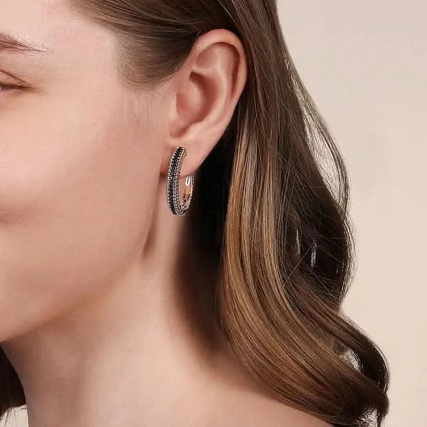 Gabriel & Co. Sterling Silver Bujukan Black Spinel Classic Hoop Earrings - Skeie's Jewelers