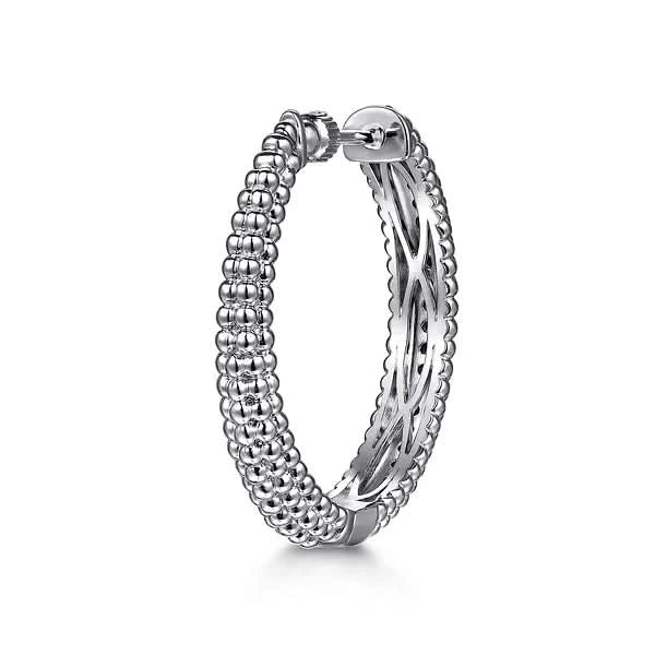 Gabriel & Co. Sterling Silver Bujukan Black Spinel Classic Hoop Earrings - Skeie's Jewelers