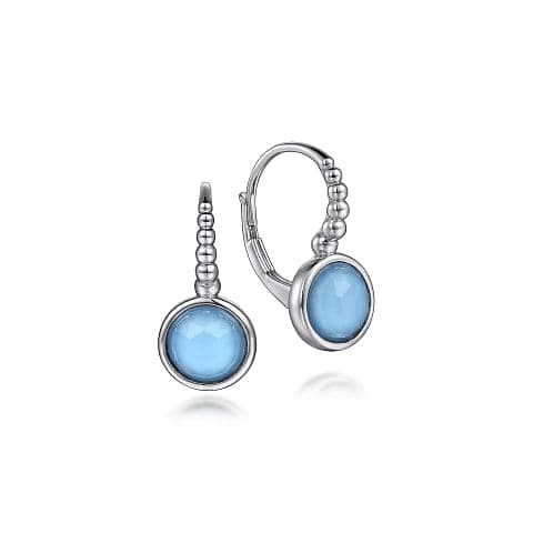 Gabriel & Co. 925 Sterling Silver Bujukan Rock crystal and Turquoise Leverback Earrings - Skeie's Jewelers