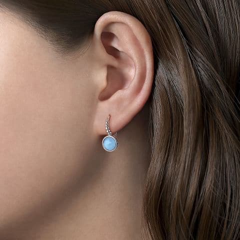 Gabriel & Co. 925 Sterling Silver Bujukan Rock crystal and Turquoise Leverback Earrings - Skeie's Jewelers