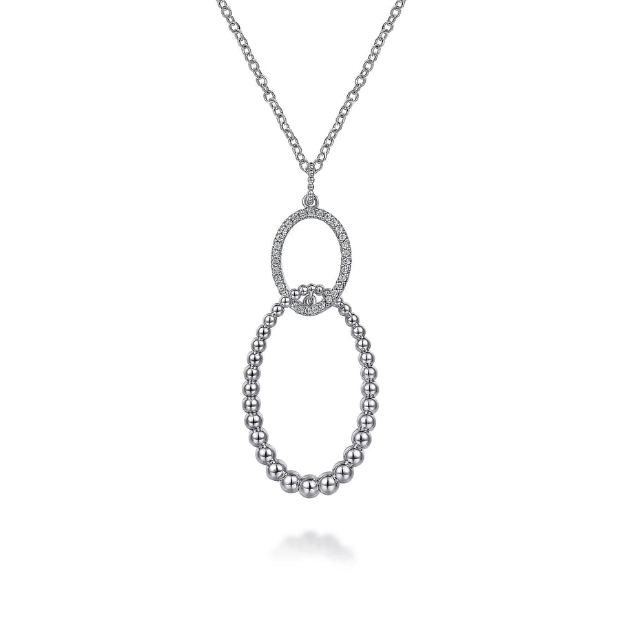 Gabriel & Co 925 Sterling Silver Bujukan White Sapphire Circle Pendant Necklace - Skeie's Jewelers