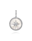 Gabriel & CO. Sterling Silver Bujukan White Sapphire and Mother Of Pearl Round Starburst Medallion Pendant - Skeie's Jewelers