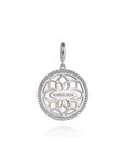 Gabriel & CO. Sterling Silver Bujukan White Sapphire and Mother Of Pearl Round Starburst Medallion Pendant - Skeie's Jewelers