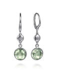 Gabriel & Co. Sterling Silver Bujukan and Bezel Green Quartz Drop Earrings - Skeie's Jewelers