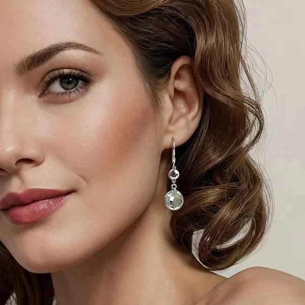 Gabriel & Co. Sterling Silver Bujukan and Bezel Green Quartz Drop Earrings - Skeie's Jewelers