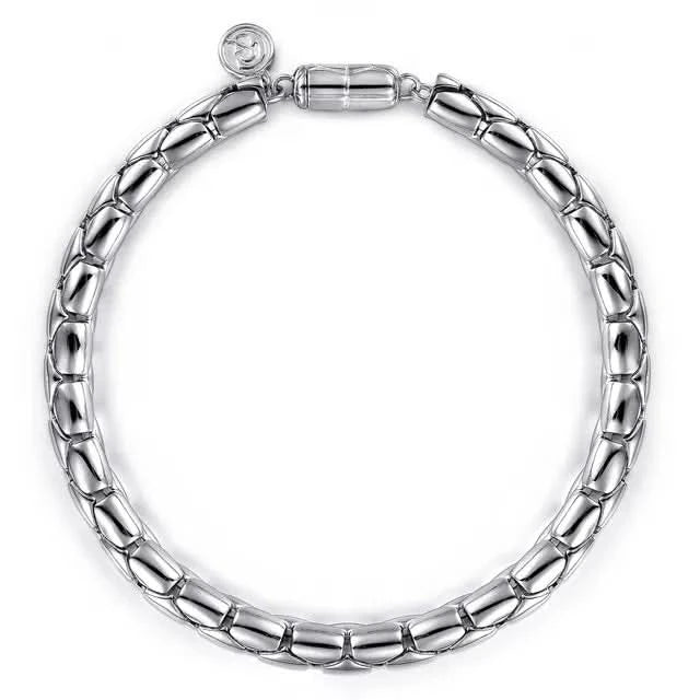 Silver bracelet on a white background