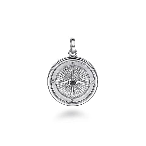 Gabriel & Co. 925 Sterling Silver Compass Pendant with Black Spinel - Skeie's Jewelers