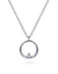 Gabriel & Co. Sterling Silver Diamond Circle Pendant Necklace - Skeie's Jewelers
