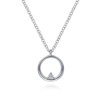 Gabriel & Co. Sterling Silver Diamond Circle Pendant Necklace