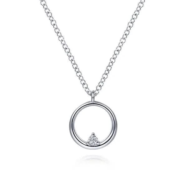 Gabriel & Co. Sterling Silver Diamond Circle Pendant Necklace