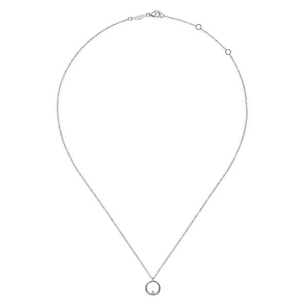 Gabriel & Co. Sterling Silver Diamond Circle Pendant Necklace - Skeie's Jewelers