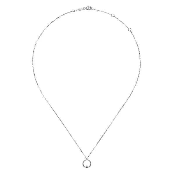 Gabriel & Co. Sterling Silver Diamond Circle Pendant Necklace