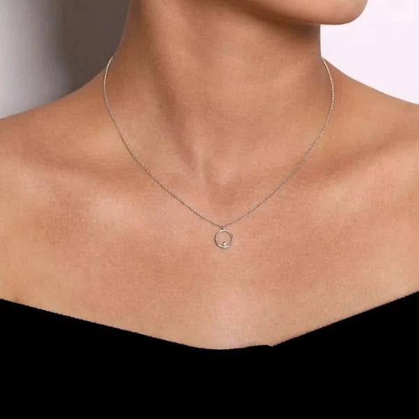 Gabriel & Co. Sterling Silver Diamond Circle Pendant Necklace - Skeie's Jewelers